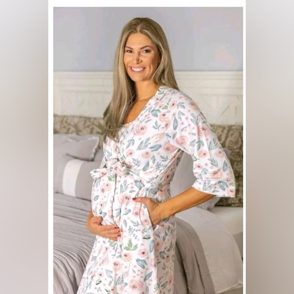 Baby Be Mine White and‎ Pink Floral Robe